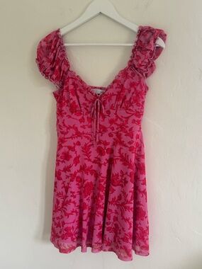 Urban Outfitters Pink Floral Smocked Dress
